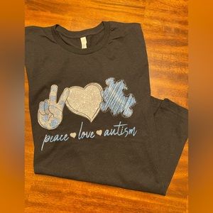 🆕 Size XL Peace Love Autism Bella Canvas T-Shirt